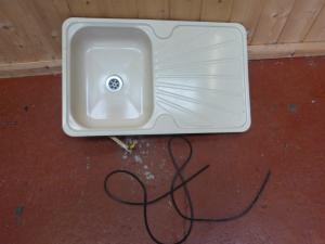 Kitchen Cream Enamel Sink + Drainer Caravan Motorhome Boat Conversion REF CONWY image 1