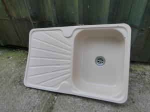 Kitchen Cream Enamel Sink +Drainer Caravan Motorhome Boats Conversion REF:CONWY1 image 1